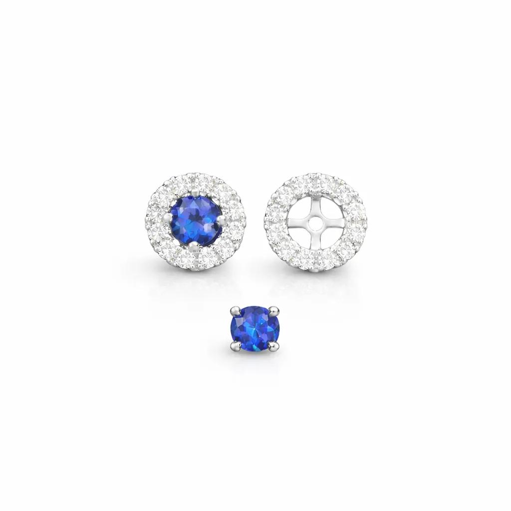 Halo Sapphire & Diamond Earrings in Platinum