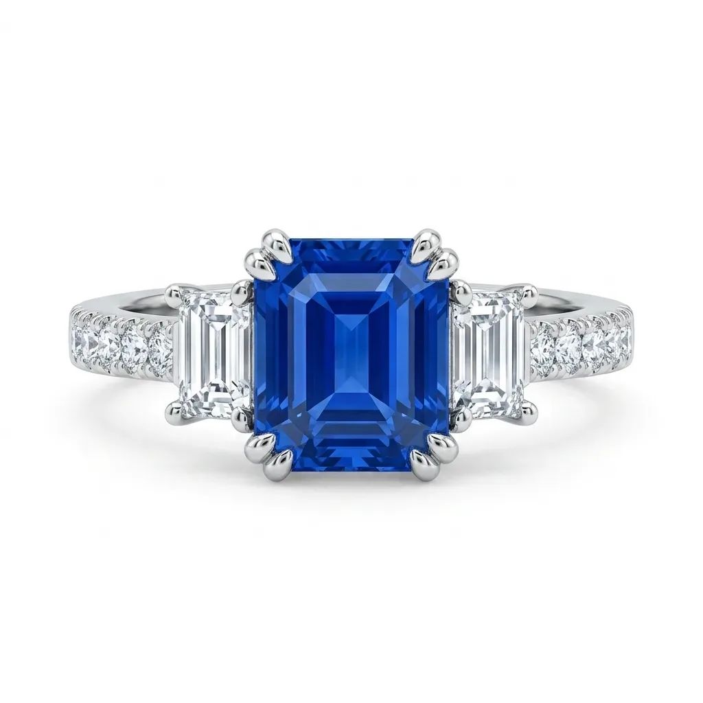 Sapphire & Diamond Trilogy Ring in PT950
