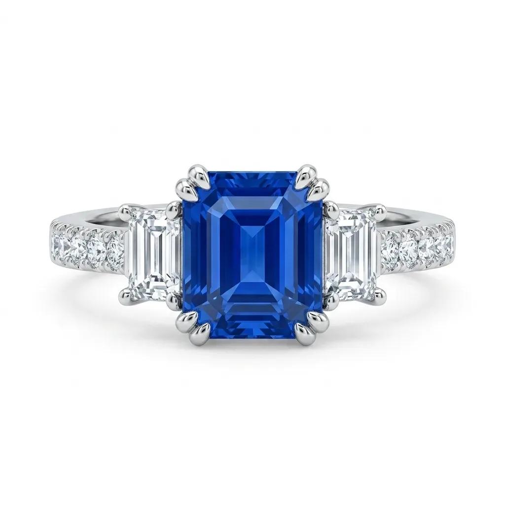 Sapphire & Diamond Trilogy Ring in PT950