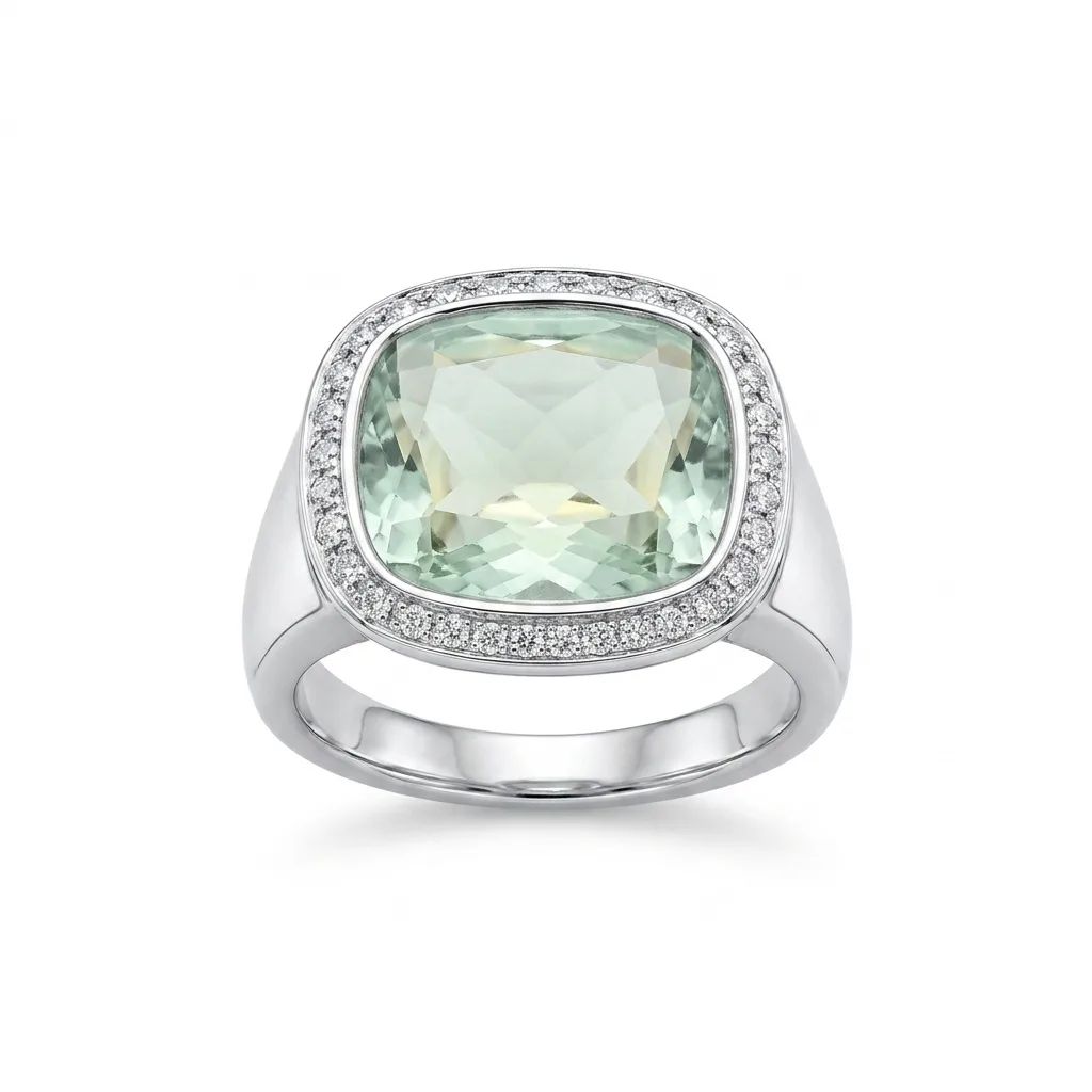 Blue Quartz & White Enamel Ring with Cubic Zirconia in 925 Sterling Silver