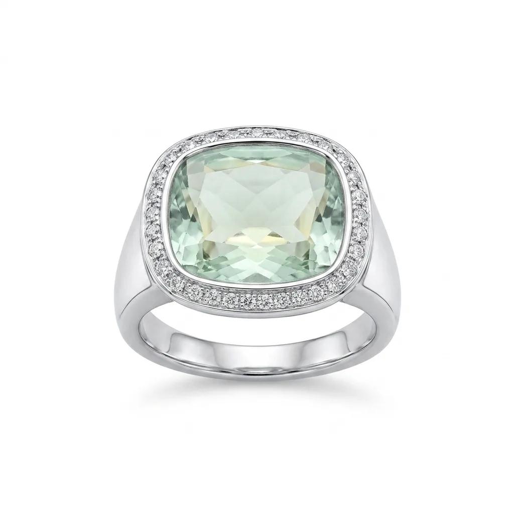 Blue Quartz & White Enamel Ring with Cubic Zirconia in 925 Sterling Silver