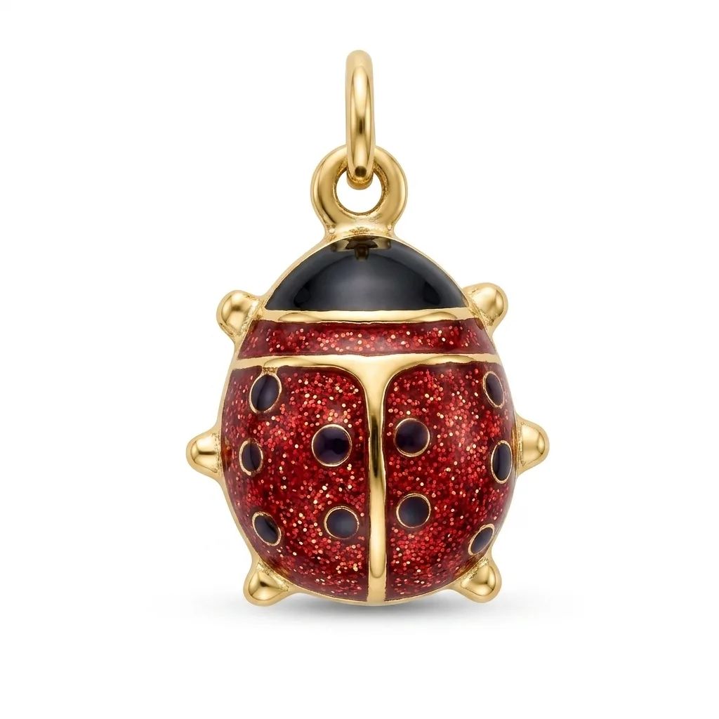 Enamel Ladybird Pendant in 9ct Yellow Gold