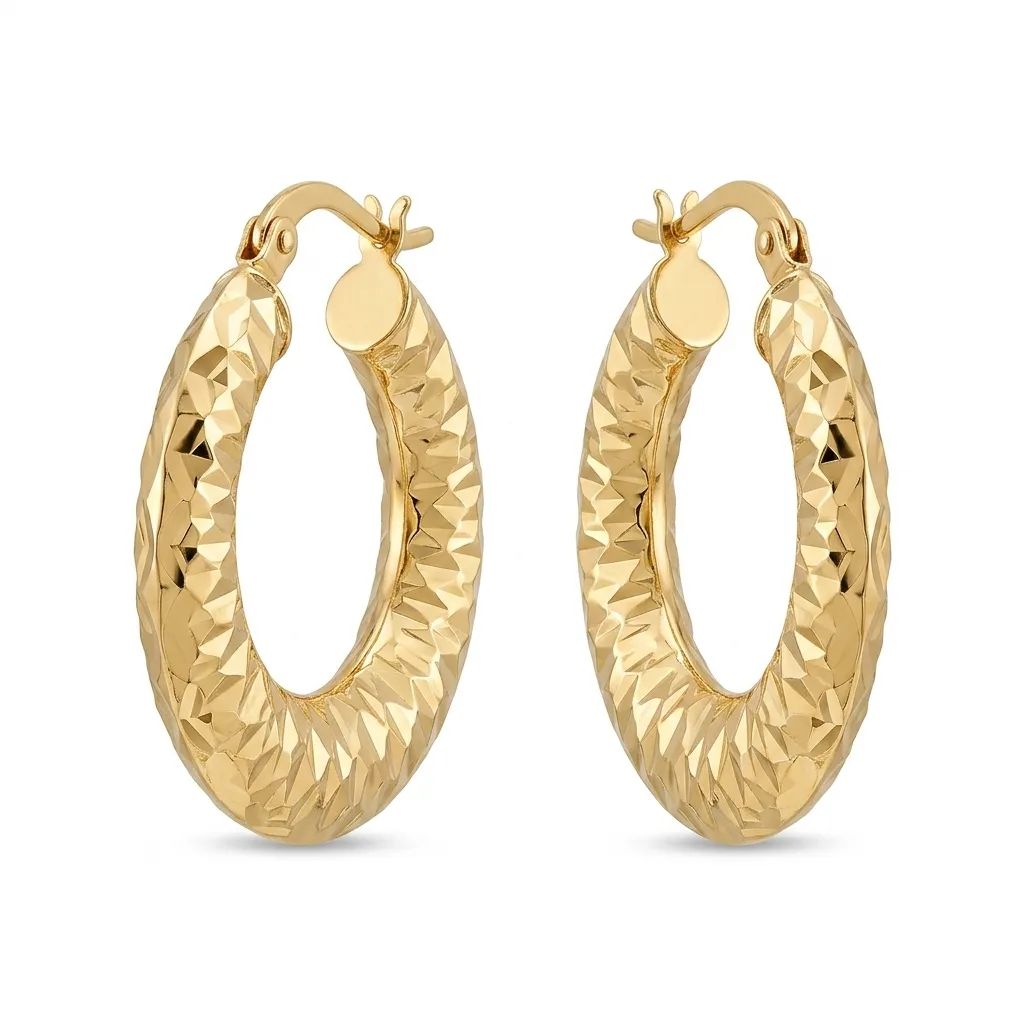 Tri-Colour Gold Hoop Earrings
