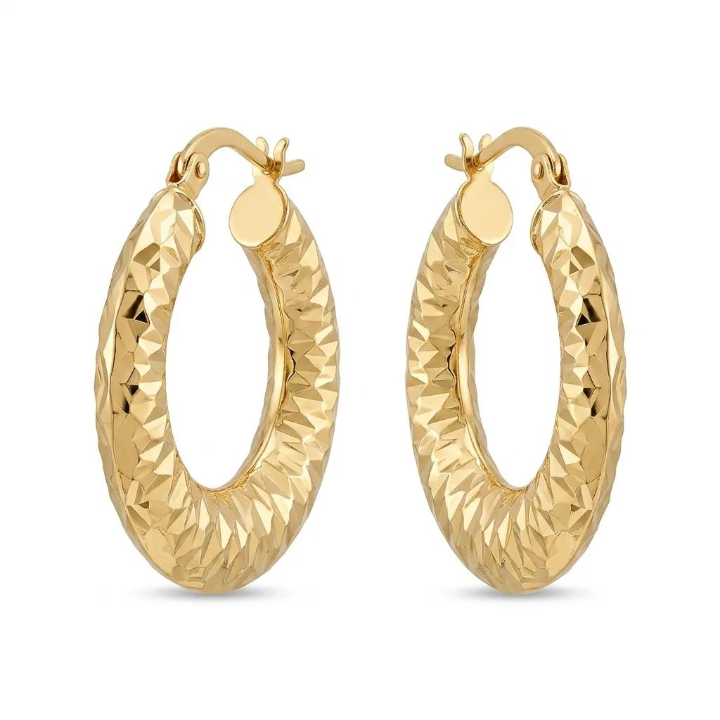 Tri-Colour Gold Hoop Earrings