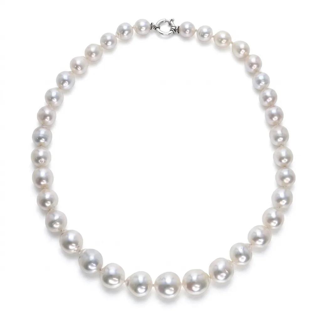 Baroque Broome Pearl Multi-Strand Necklace in 18ct White Gold, 48cm with Bolt Ring Clasp