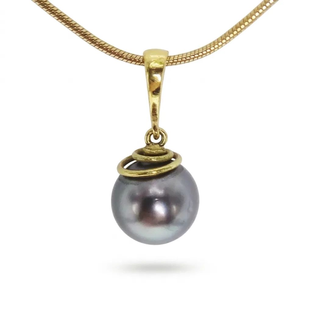 Tahitian Pearl Swirl Pendant in 18ct Yellow Gold