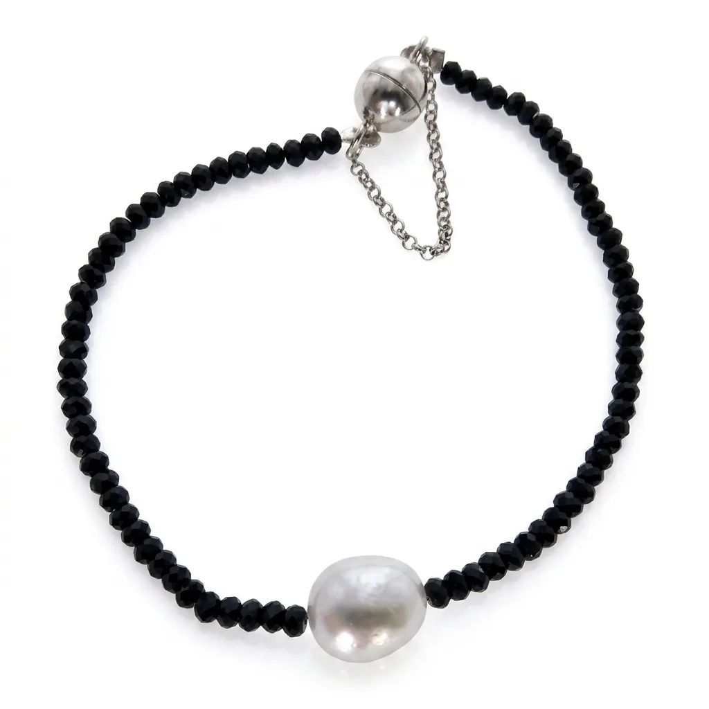 South Sea Pearl & Spinel Bracelet 19.5cm with Safety Chain