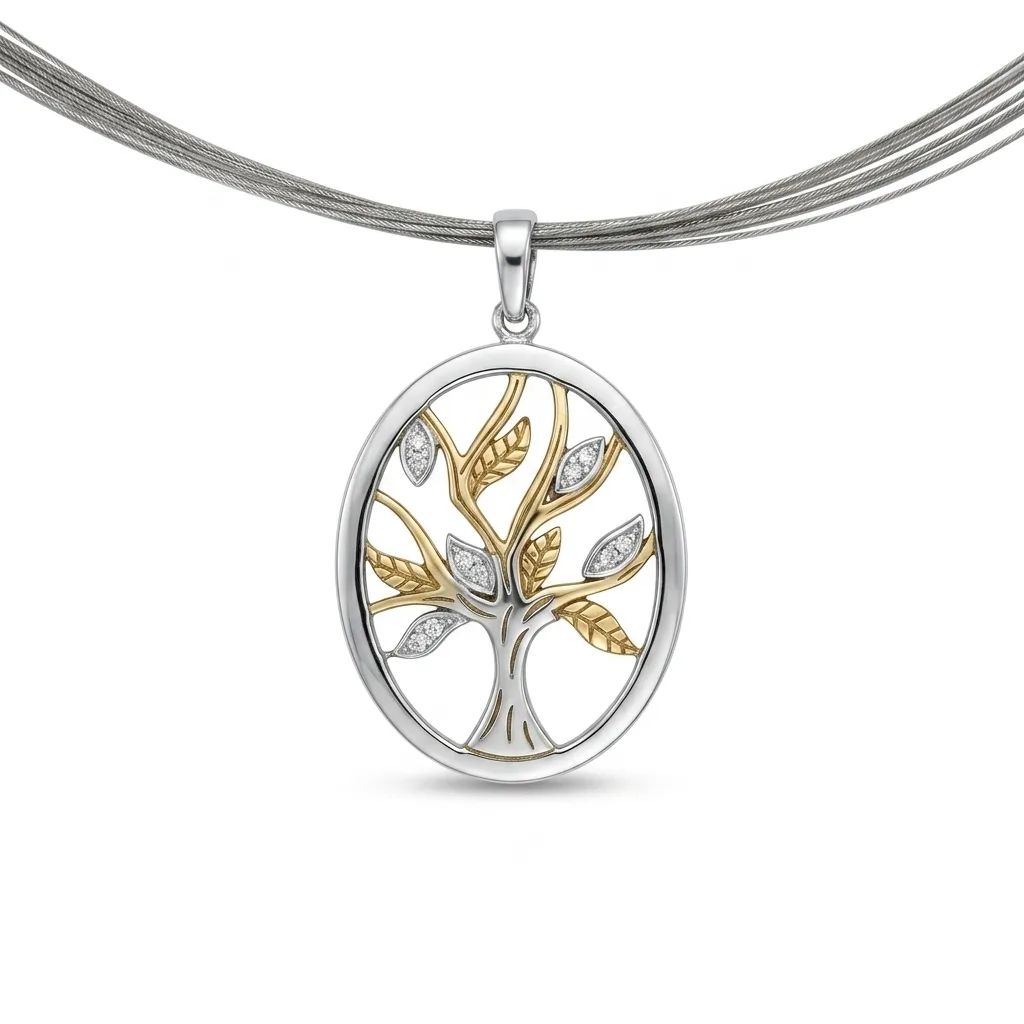 Tree of Life Pendant in 9k Two-Tone Gold