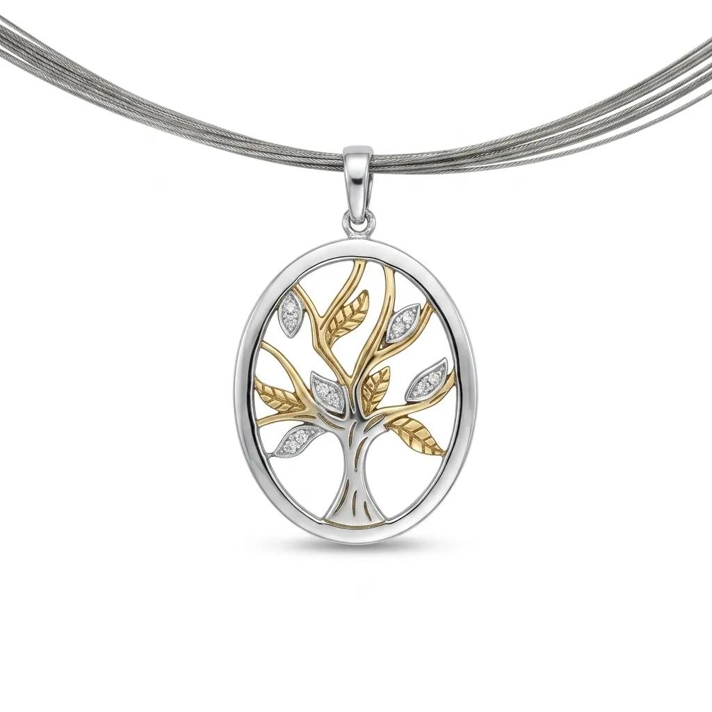 Tree of Life Pendant in 9k Two-Tone Gold