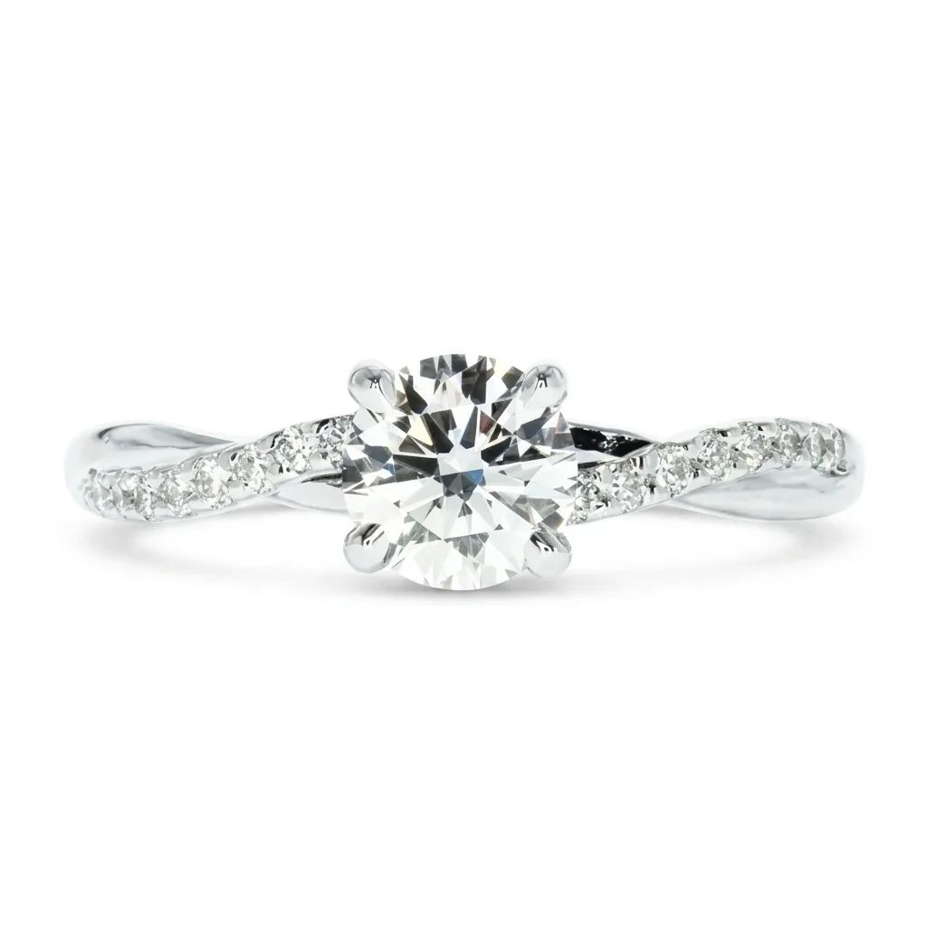 Solitaire Twist Engagement Ring in 950 Platinum