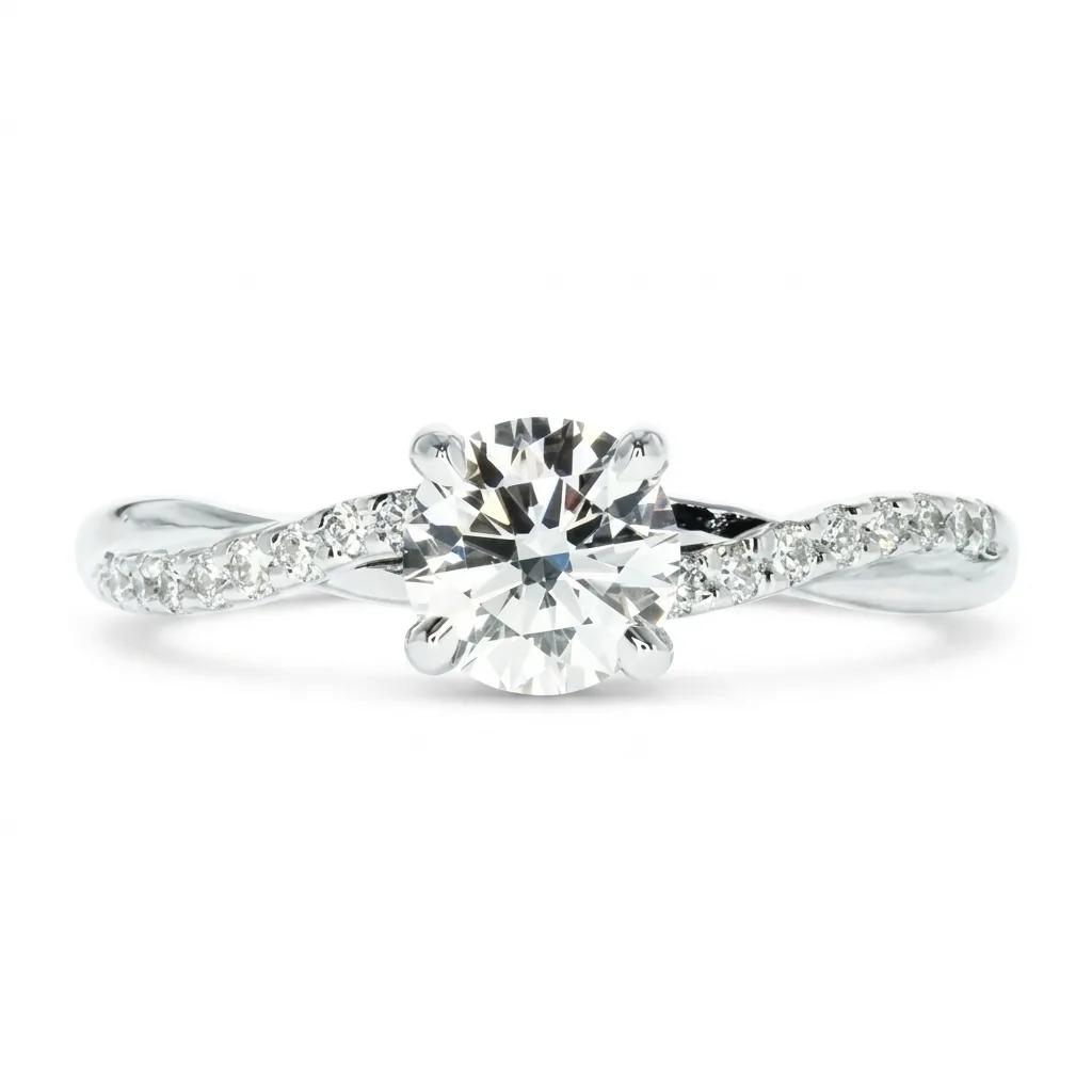 Solitaire Twist Engagement Ring in 950 Platinum