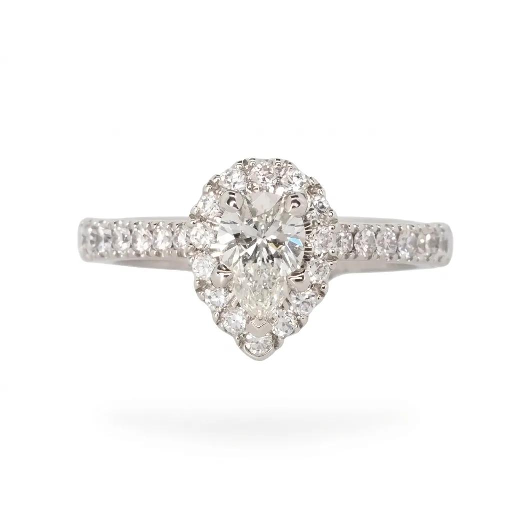Diamond Halo Ring in 950 Platinum