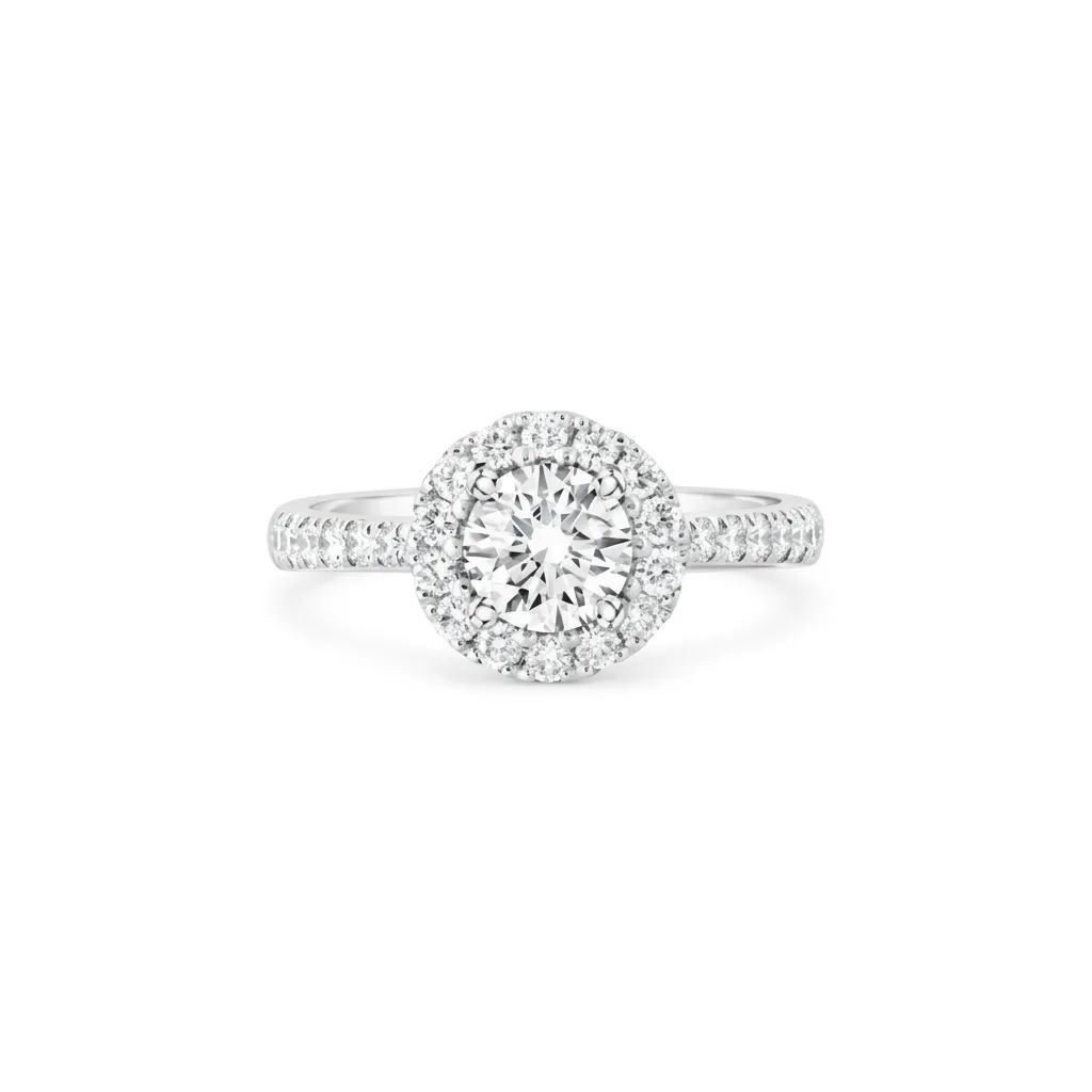 P950 Luminosa Split Claw Halo Ring in 950 Platinum