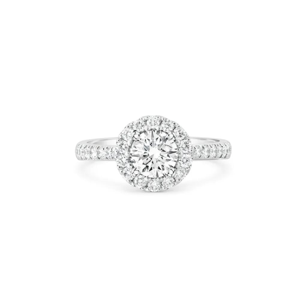 P950 Luminosa Split Claw Halo Ring in 950 Platinum