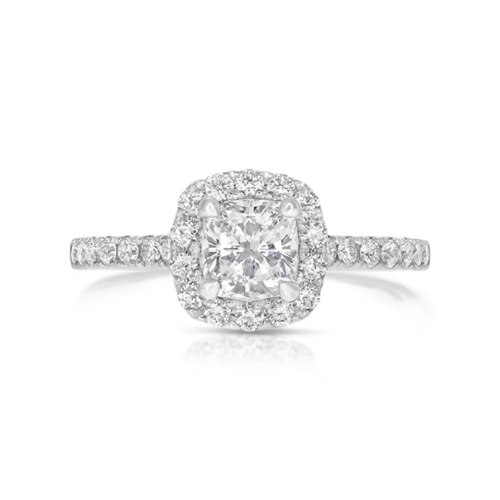Cushion Halo Engagement Ring in 950 Platinum