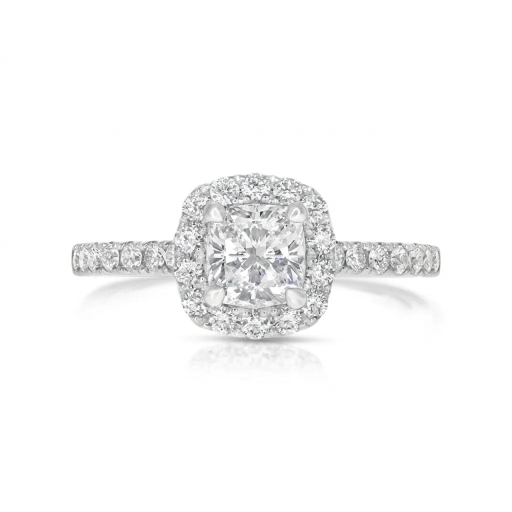 Cushion Halo Engagement Ring in 950 Platinum