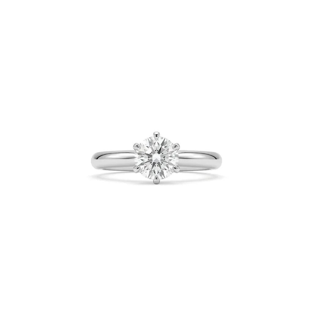 Claw Solitaire Knife Edge Ring in 18ct White Gold, vgexvgno