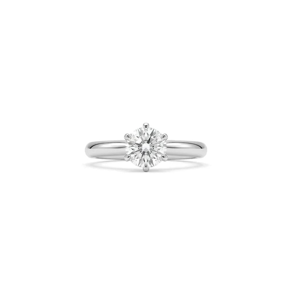 Claw Solitaire Knife Edge Ring in 18ct White Gold, vgexvgno