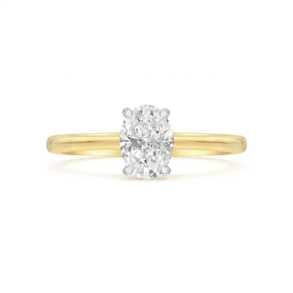 Oval Solitaire Engagement Ring in 18ct Yellow Gold