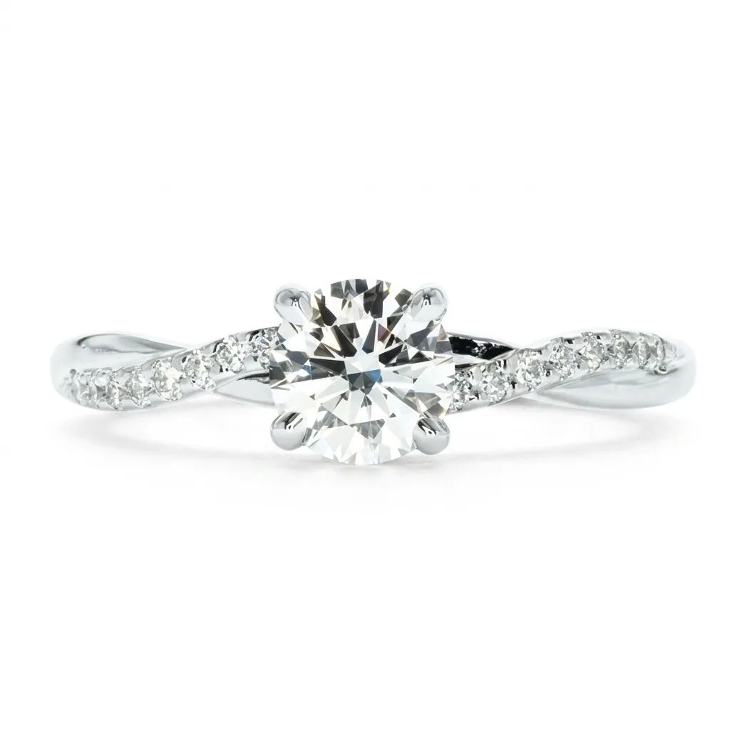 Solitaire Twist Engagement Ring in 18ct White Gold