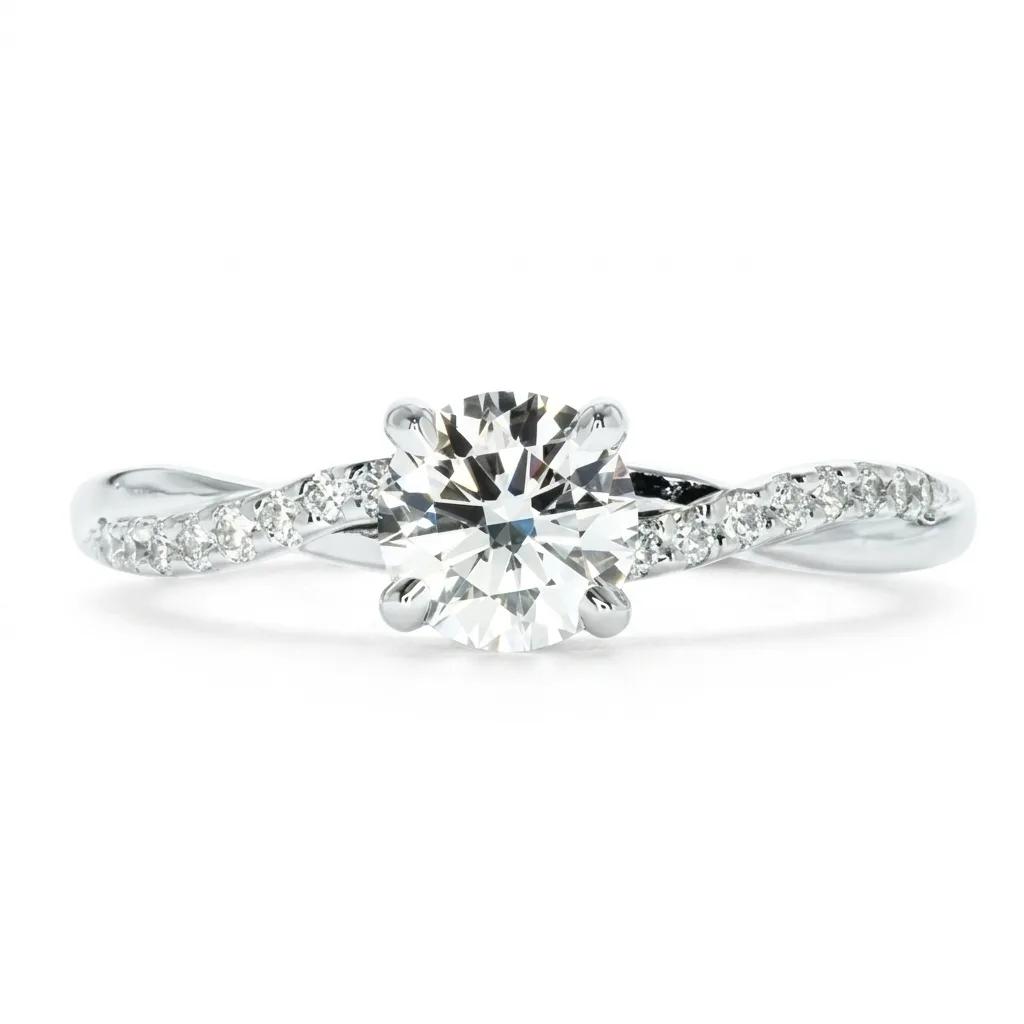 Solitaire Twist Engagement Ring in 18ct White Gold