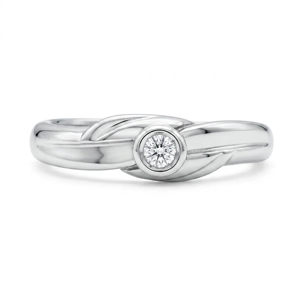 Bezel Embellished Wedding Band Ring in 18ct White Gold