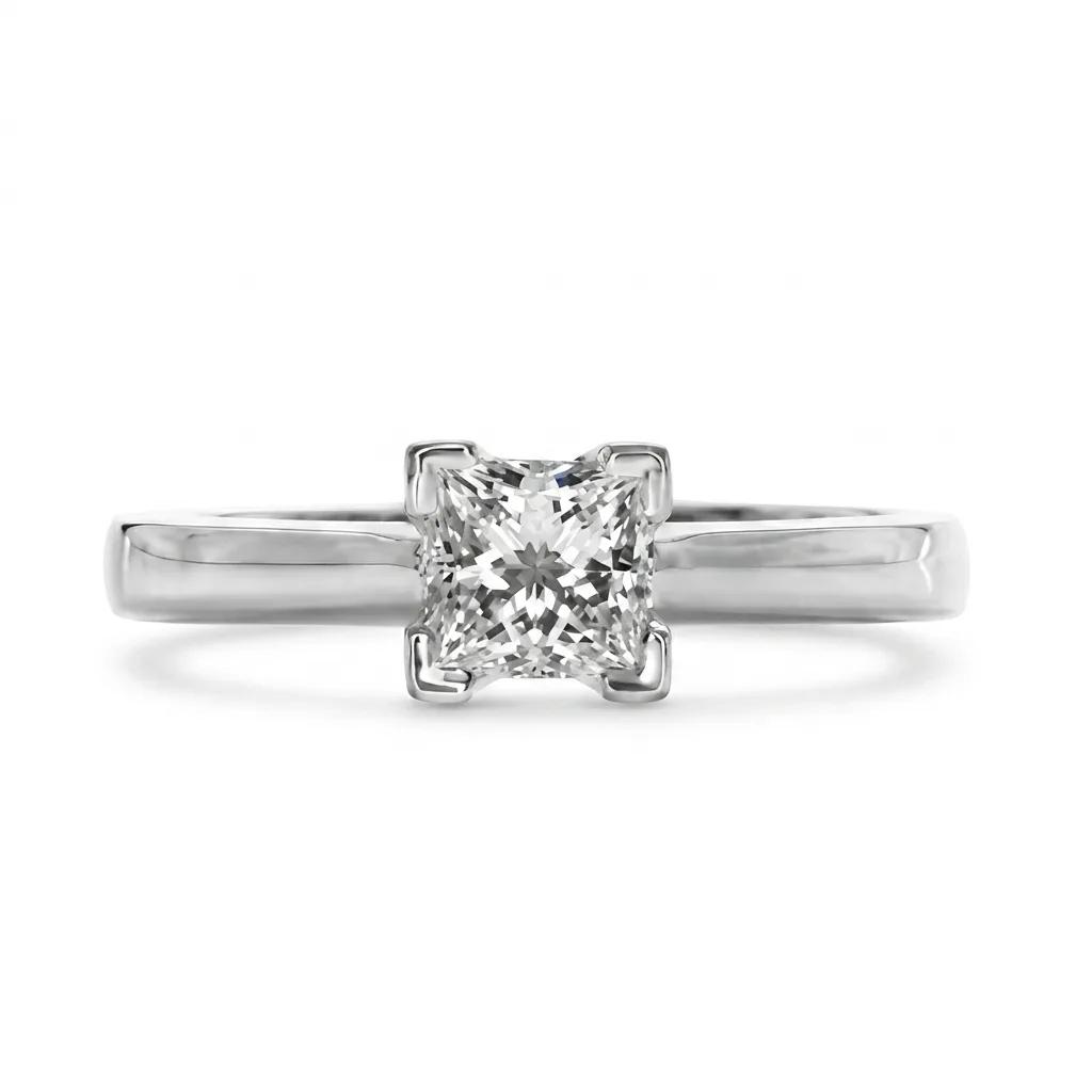 Princess Cut Solitaire Ring in 950 Platinum, GIAEXVGNO