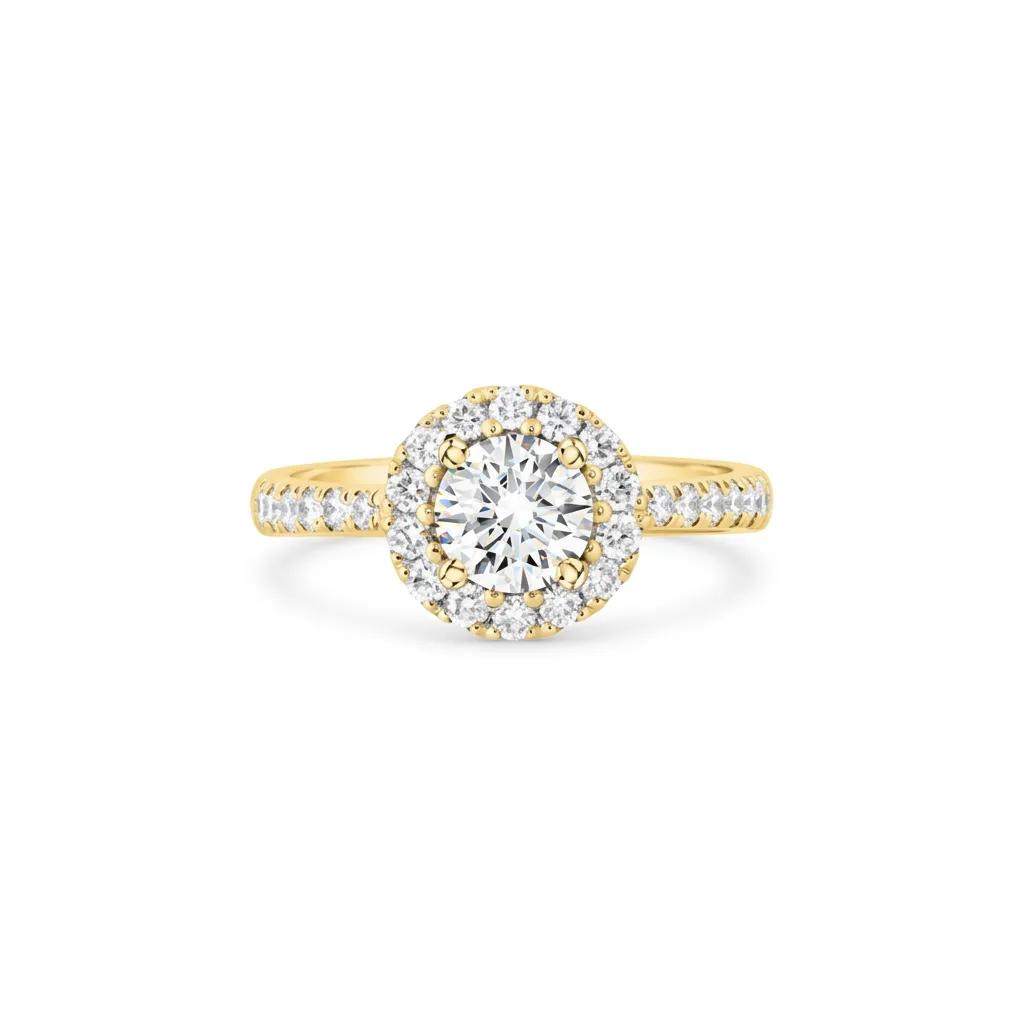 Luminosa Halo Engagement Ring in 18ct Yellow Gold, XXXN