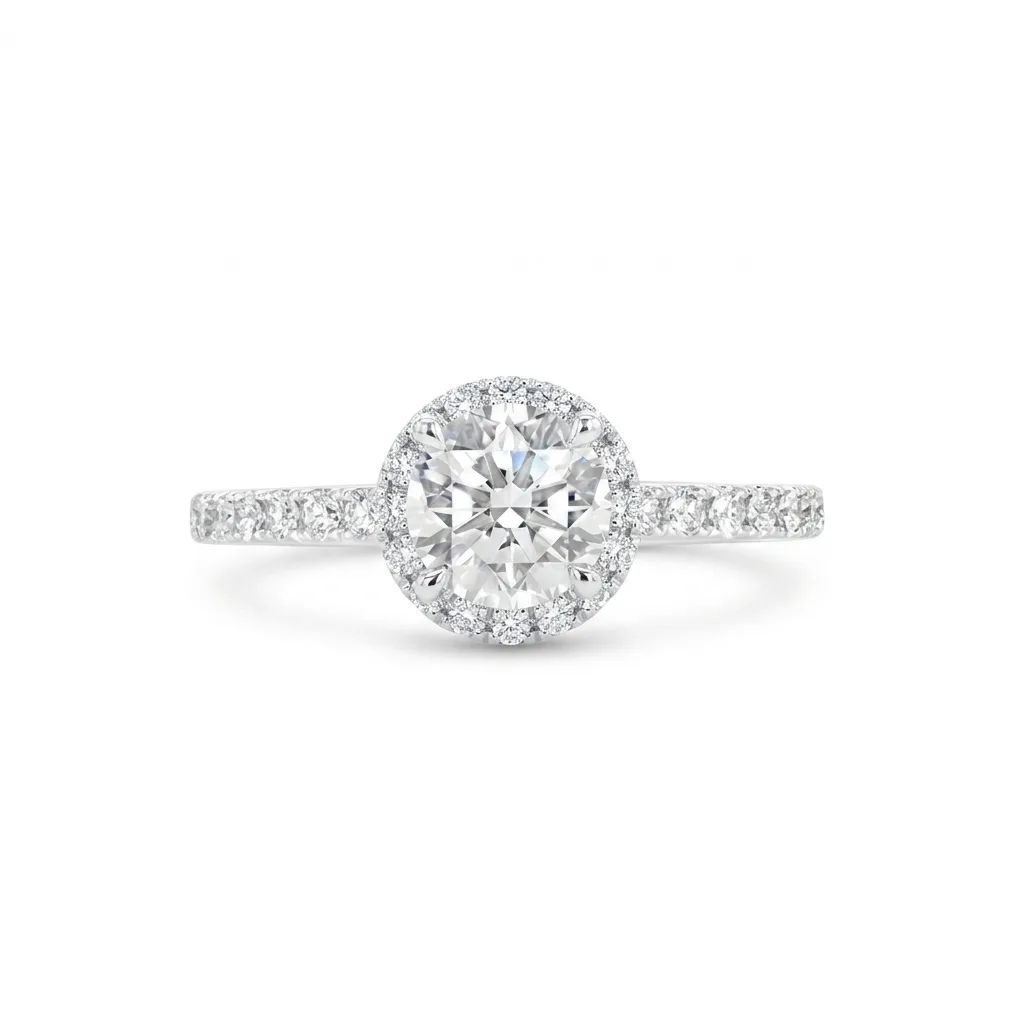 FVS1 Solitaire Ring in 950 Platinum with Hidden Underhalo & Fine Diamond Shank