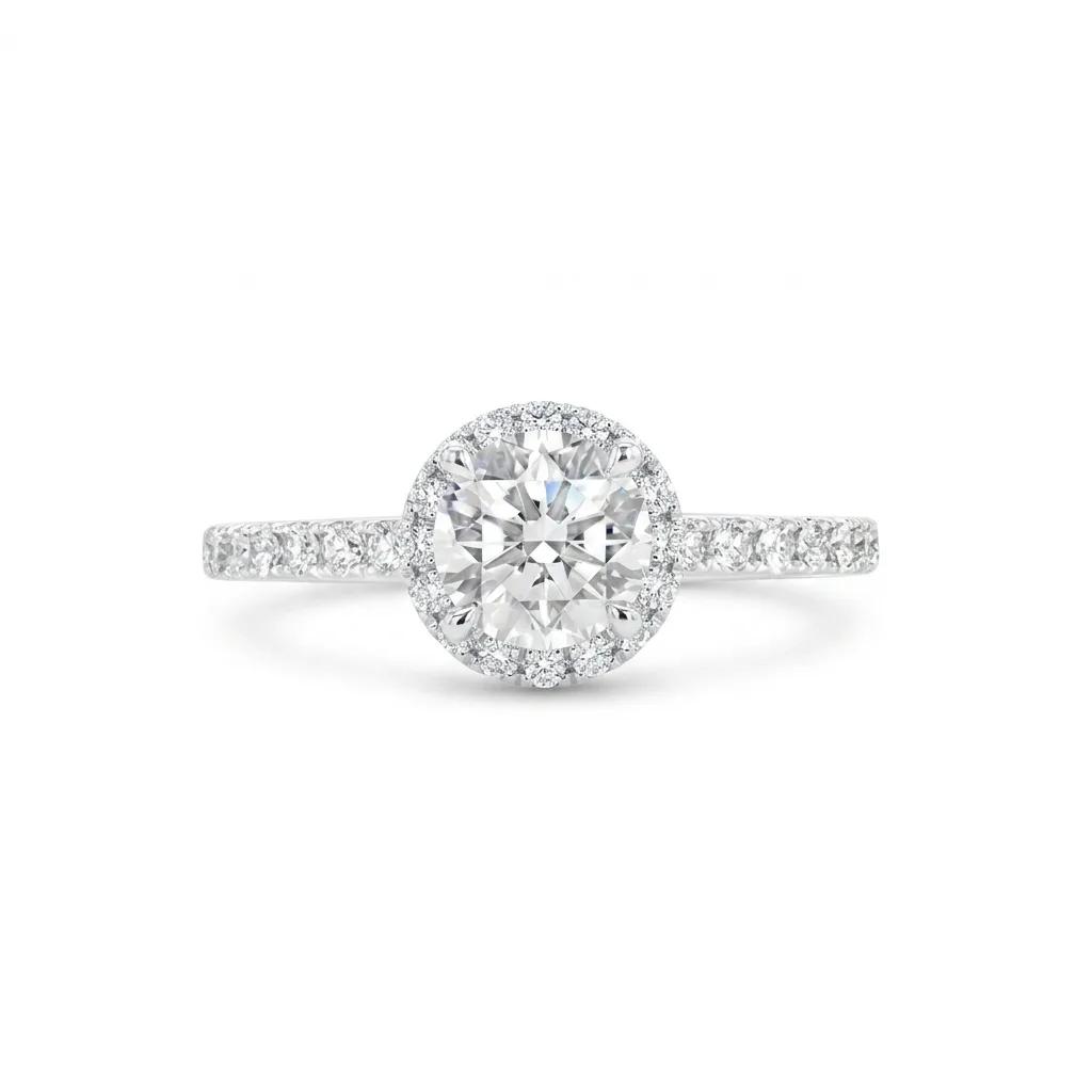 FVS1 Solitaire Ring in 950 Platinum with Hidden Underhalo & Fine Diamond Shank