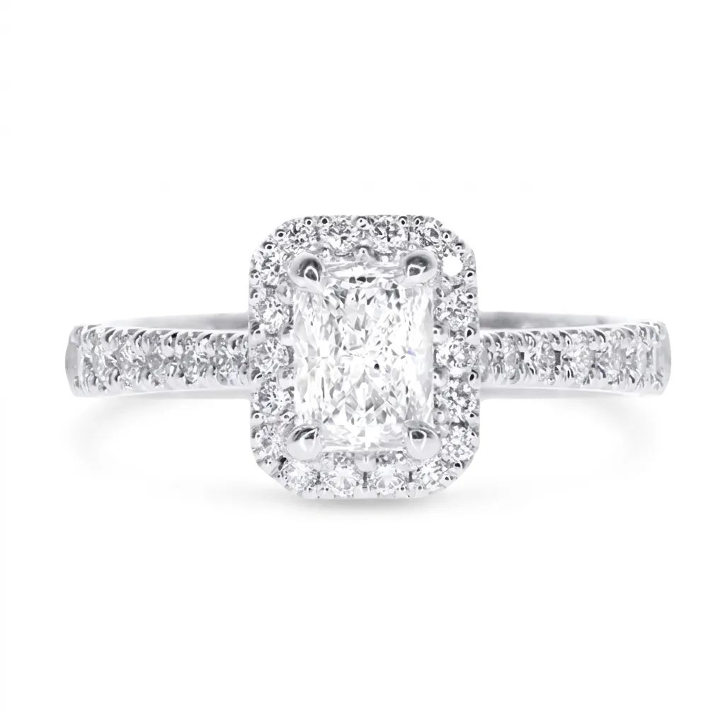 Radiant Halo Engagement Ring in 950 Platinum, Exexno