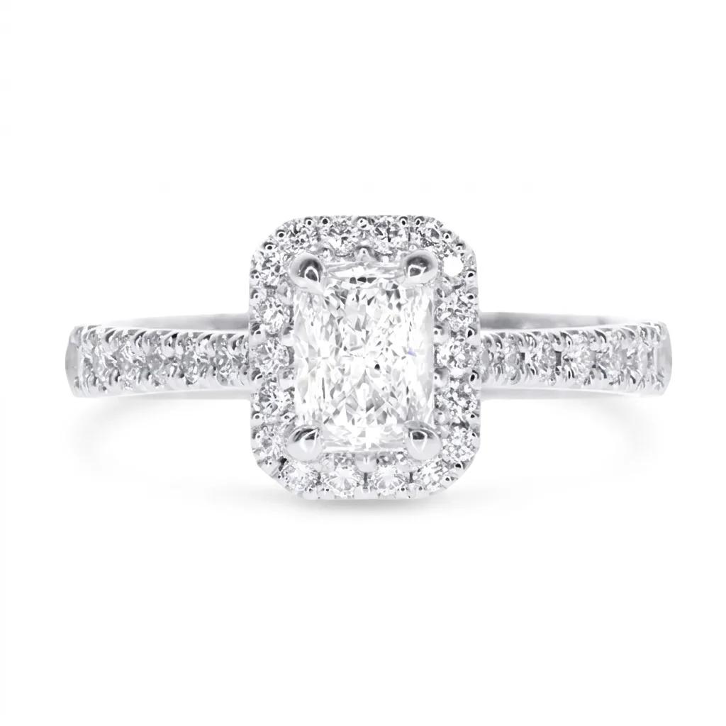 Radiant Halo Engagement Ring in 950 Platinum, Exexno