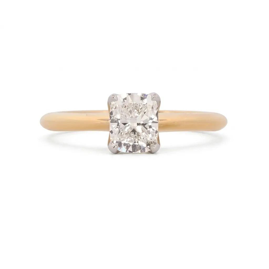 Cushion Solitaire Engagement Ring in 18ct Yellow Gold