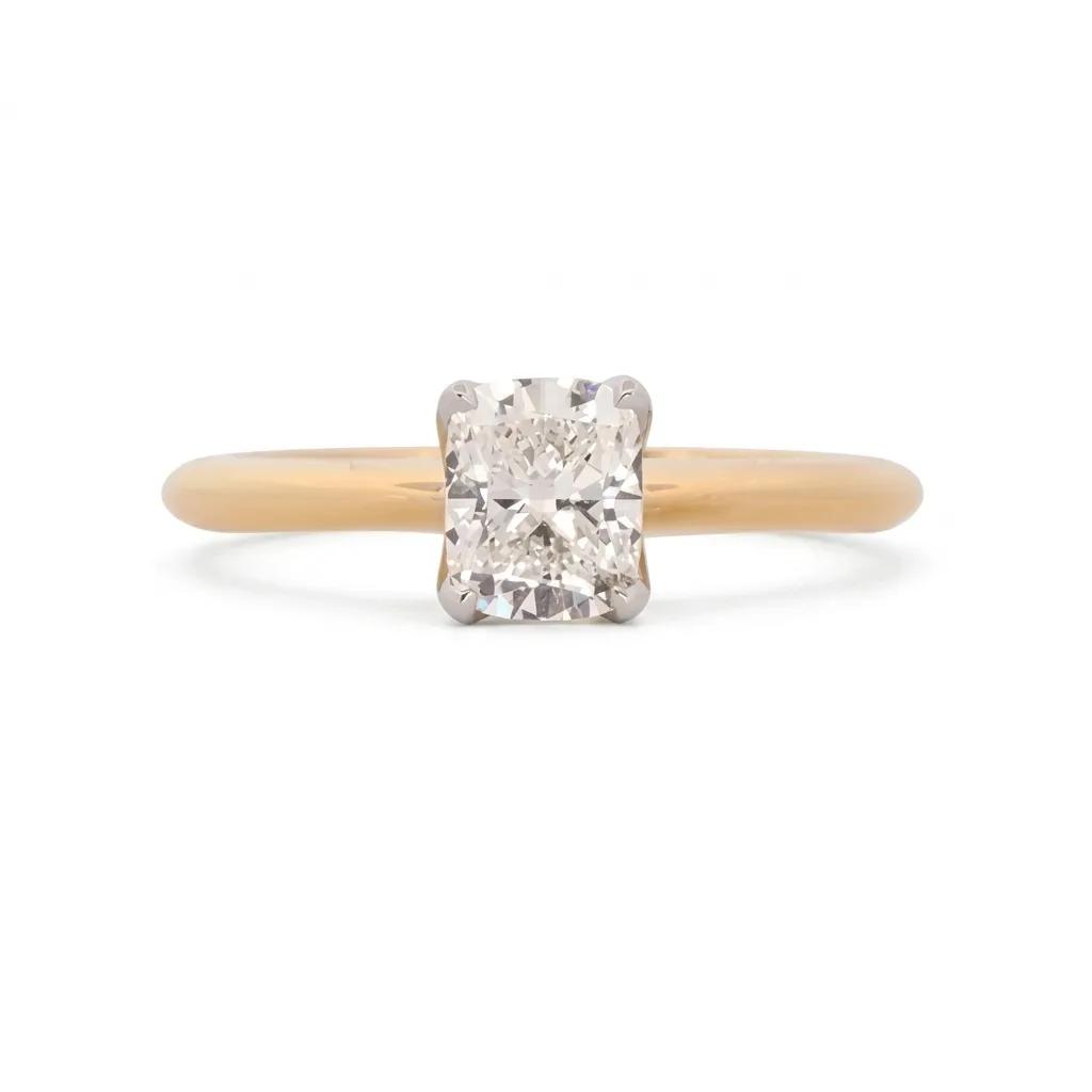 Cushion Solitaire Engagement Ring in 18ct Yellow Gold
