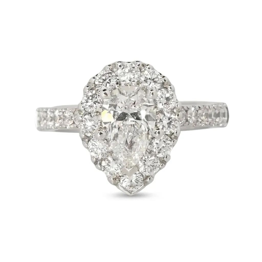 Pear Halo Engagement Ring in 950 Platinum