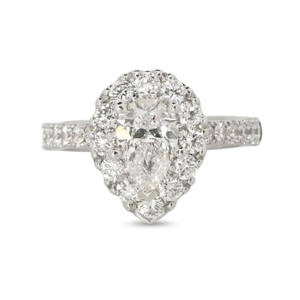 Pear Halo Engagement Ring in 950 Platinum