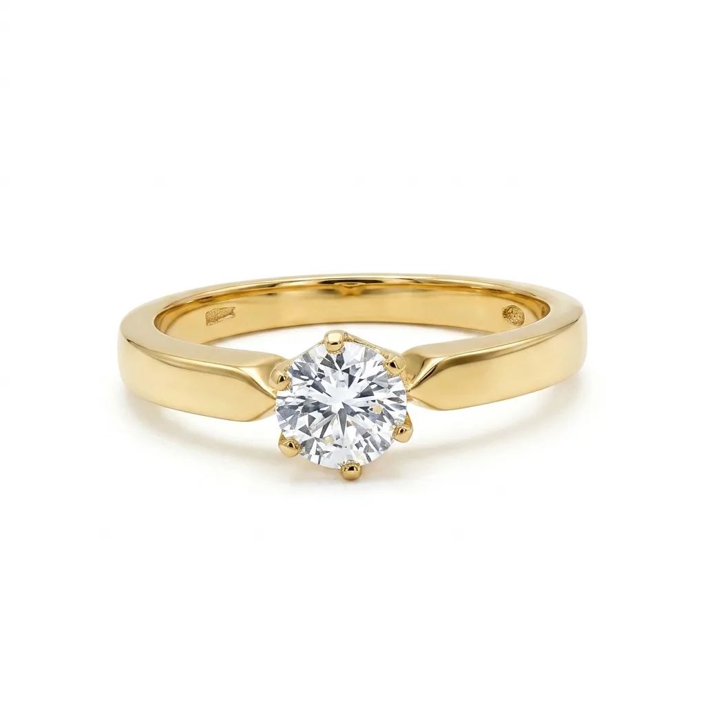 Cubic Zirconia & Diamond Solitaire Ring in 18ct Yellow Gold, Claw Set
