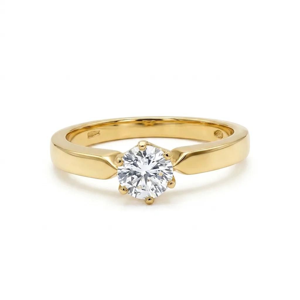 Cubic Zirconia & Diamond Solitaire Ring in 18ct Yellow Gold, Claw Set