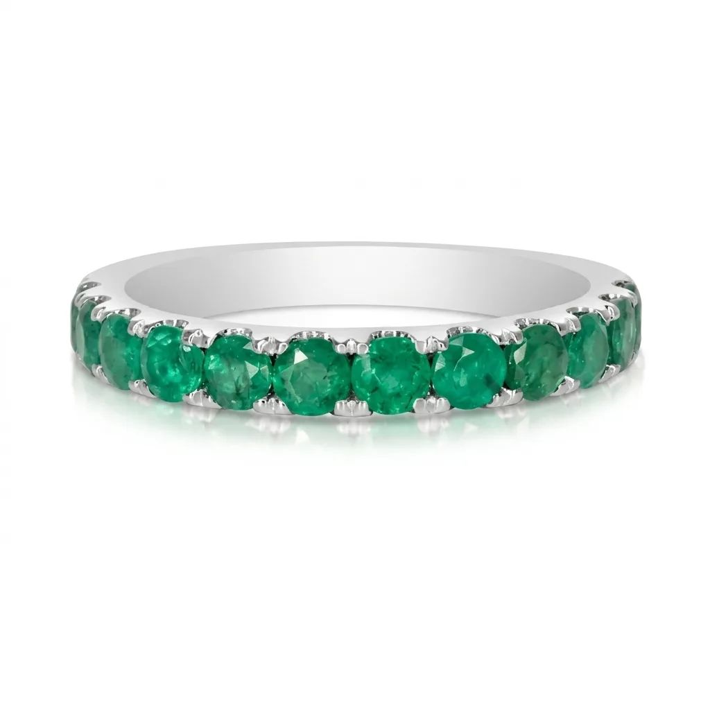 Emerald & Diamond Bonavita Ring in 18ct White Gold