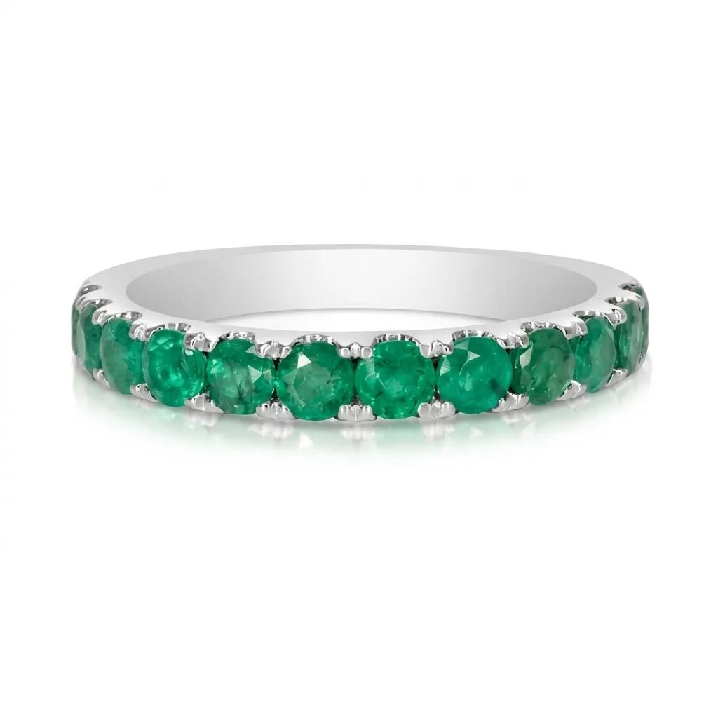Emerald & Diamond Bonavita Ring in 18ct White Gold