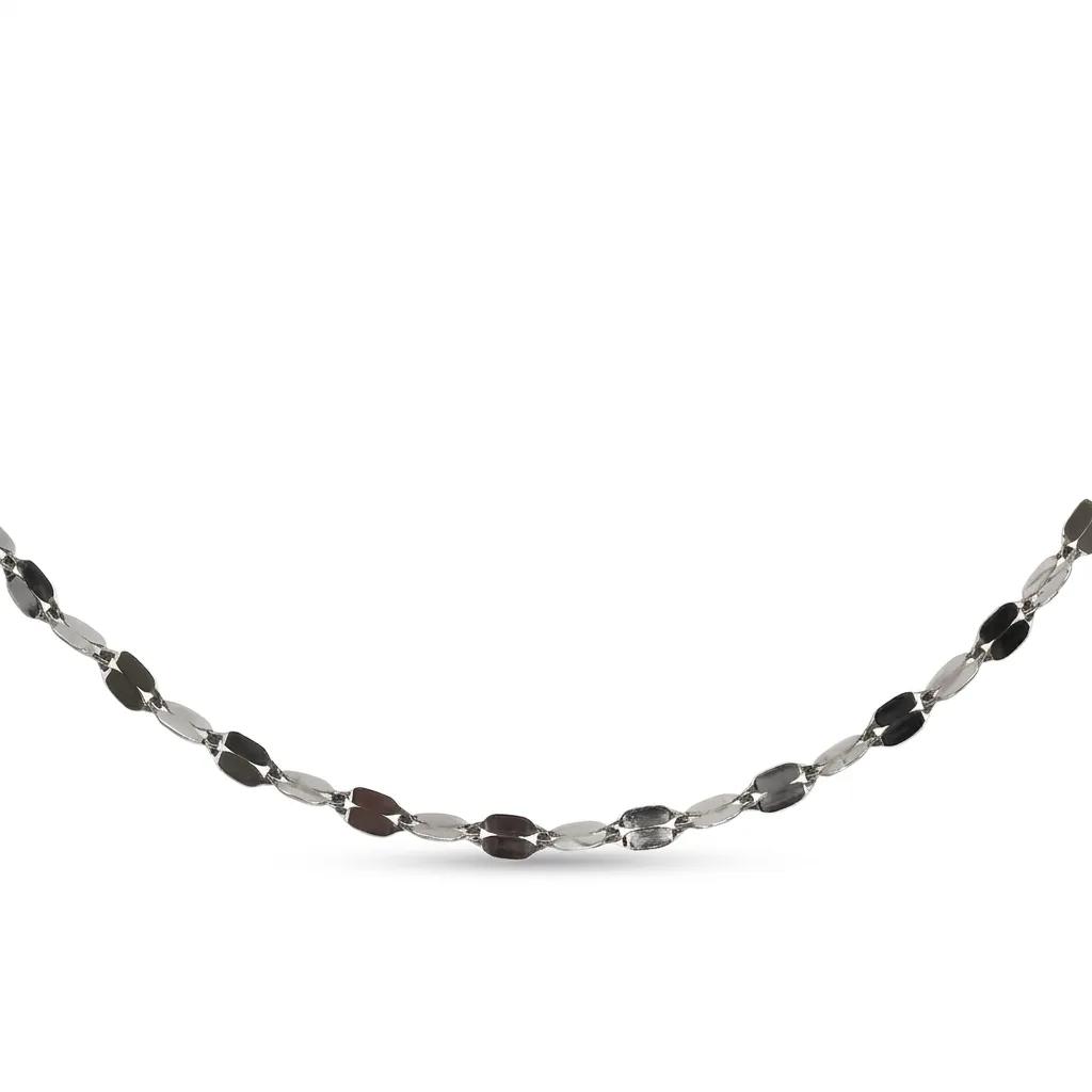 Flat Light Link Chain in 18k White Gold