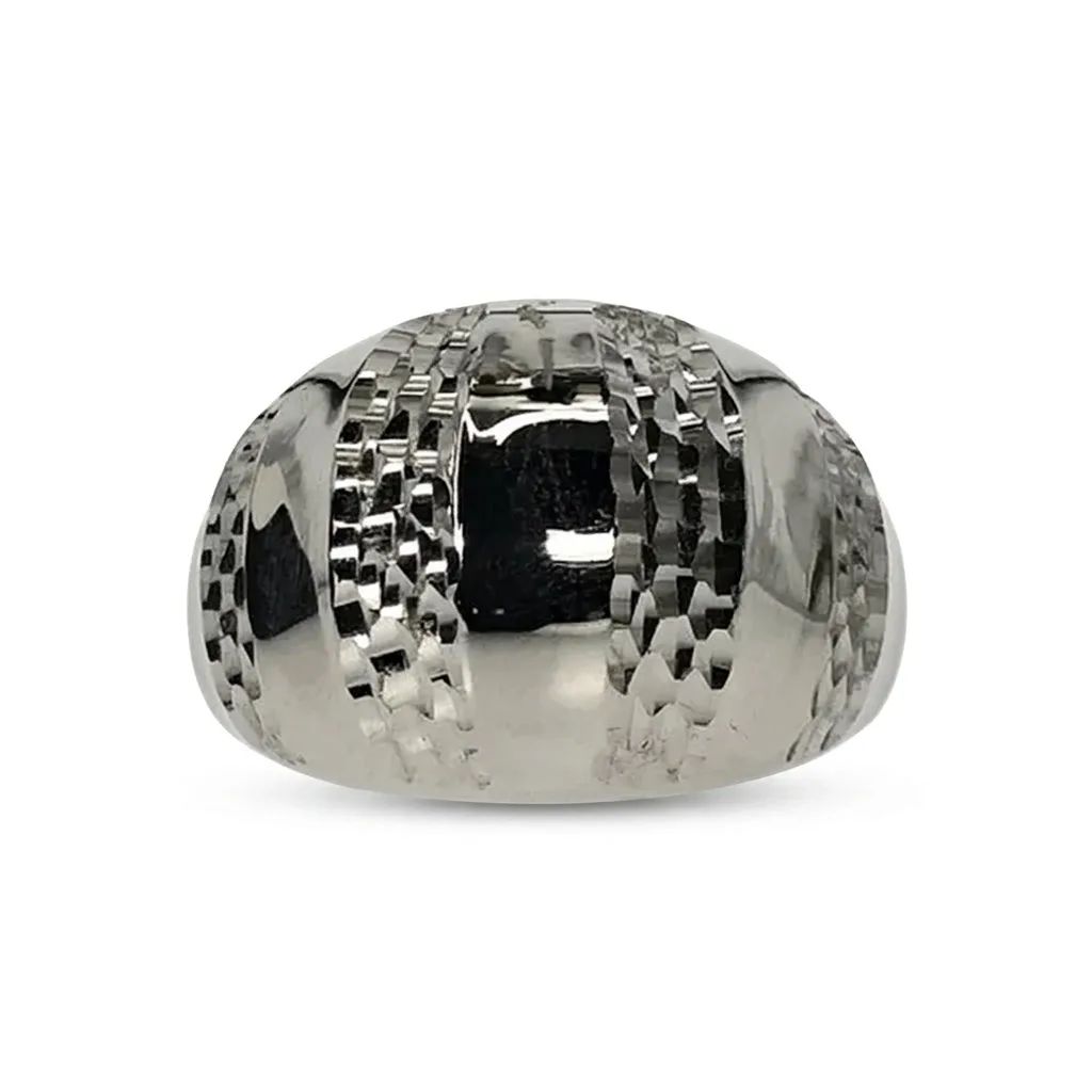 18ct White Gold Laster Cut Wide Novello Ring