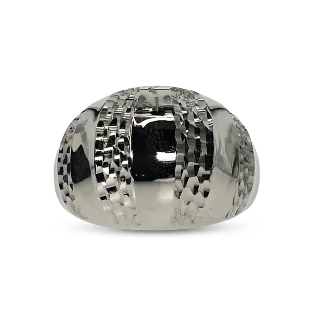 18ct White Gold Laster Cut Wide Novello Ring