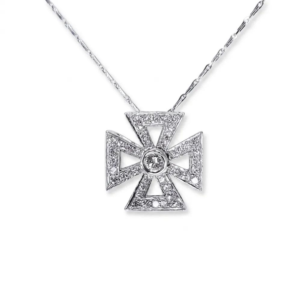 Cross Pendant in 18k White Gold with Diamonds