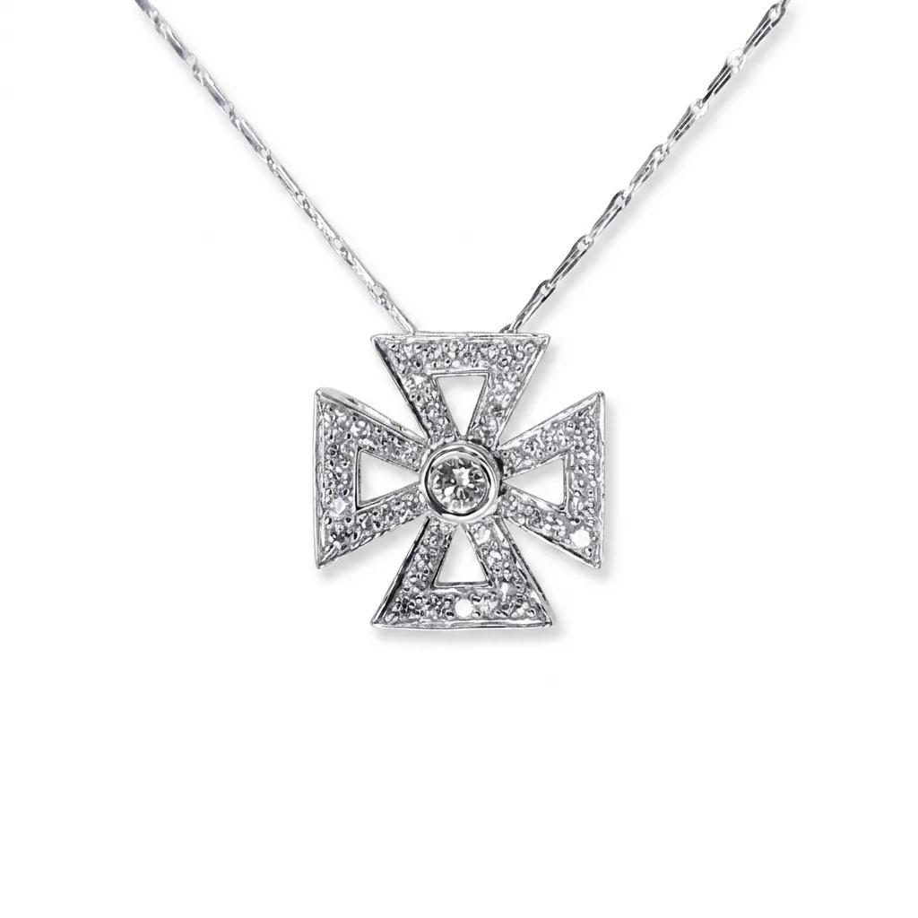 Cross Pendant in 18k White Gold with Diamonds