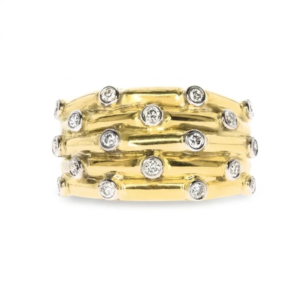 Bezel-Set Diamond Row Ring in 18ct Yellow Gold
