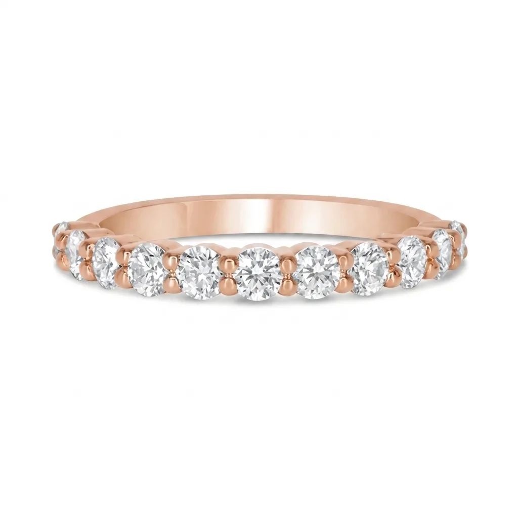 Claw Set Half Eternity Ring in 18ct Rose Gold