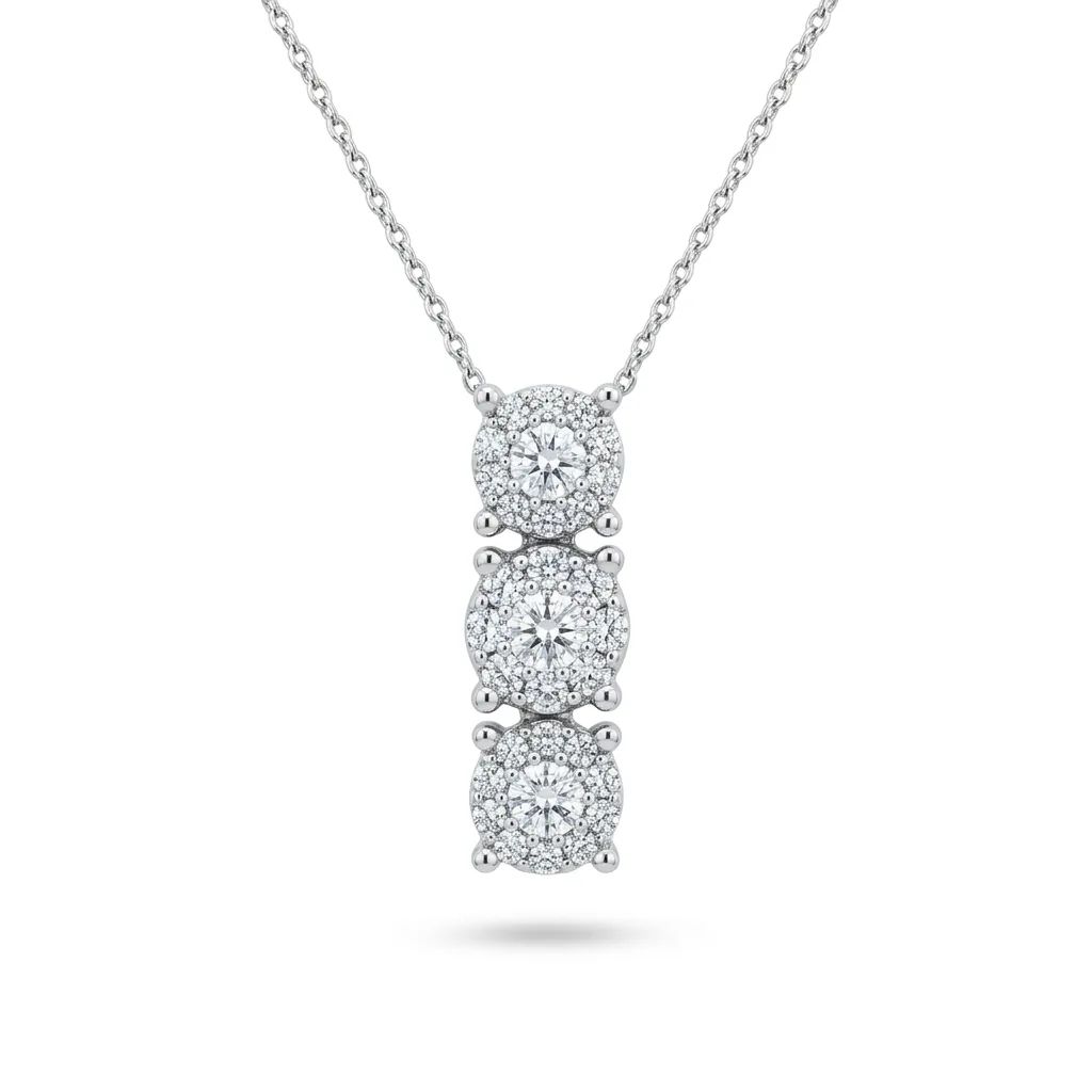 Diamond Cluster Pendant in 18ct White Gold