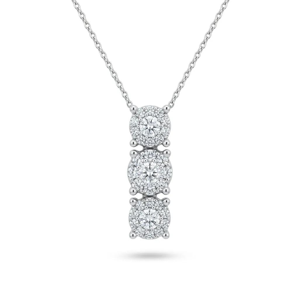 Diamond Cluster Pendant in 18ct White Gold