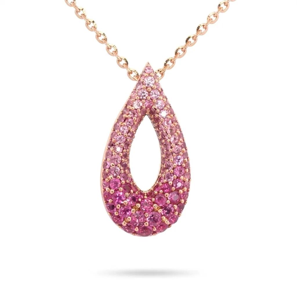 Sliding Petal Pendant in 18ct Rose Gold, Ombre Sapphire